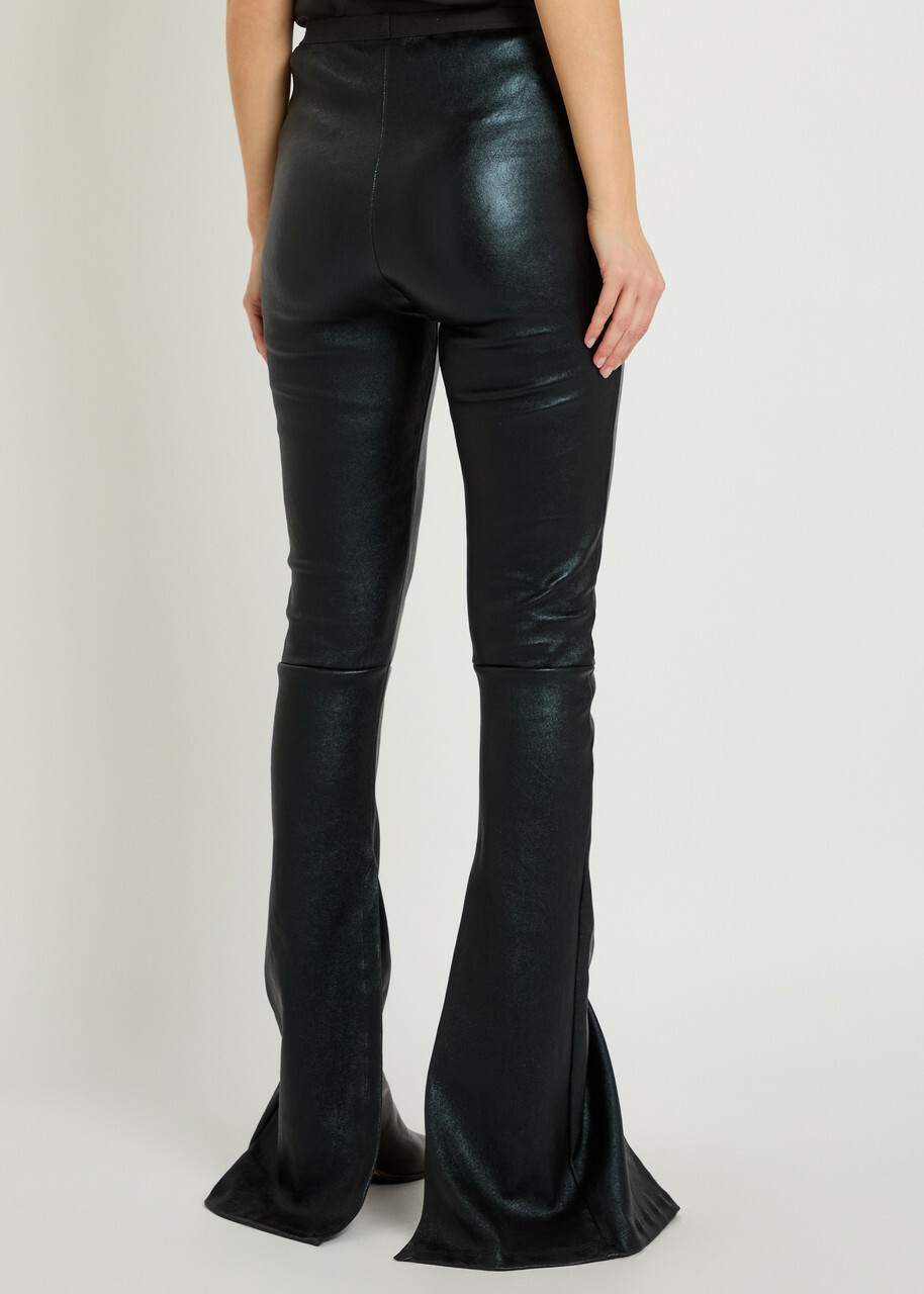 Rick Owens Lilies Carmen Flared-leg Leather-blend Trousers Black