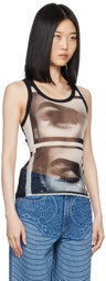 Jean Paul Gaultier Black 'The Eyes And Lips' Tank Top
