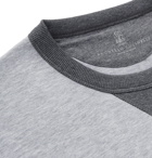 Brunello Cucinelli - Contrast-Tipped Mélange Cotton-Blend Jersey Sweatshirt - Gray