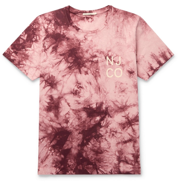 Photo: Nudie Jeans - Roy Logo-Print Tie-Dyed Cotton-Jersey - Pink
