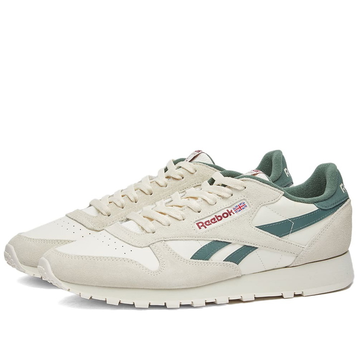 Photo: Reebok Men's Classic Leather Sneakers in Chalk Green/Vintage Chalk