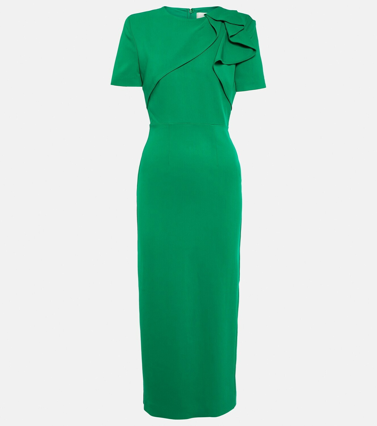 roland mouret asymmetrical midi dress Long Sleeve Crepe Midi Dress in Monochrome – Roland Mouret main image 0