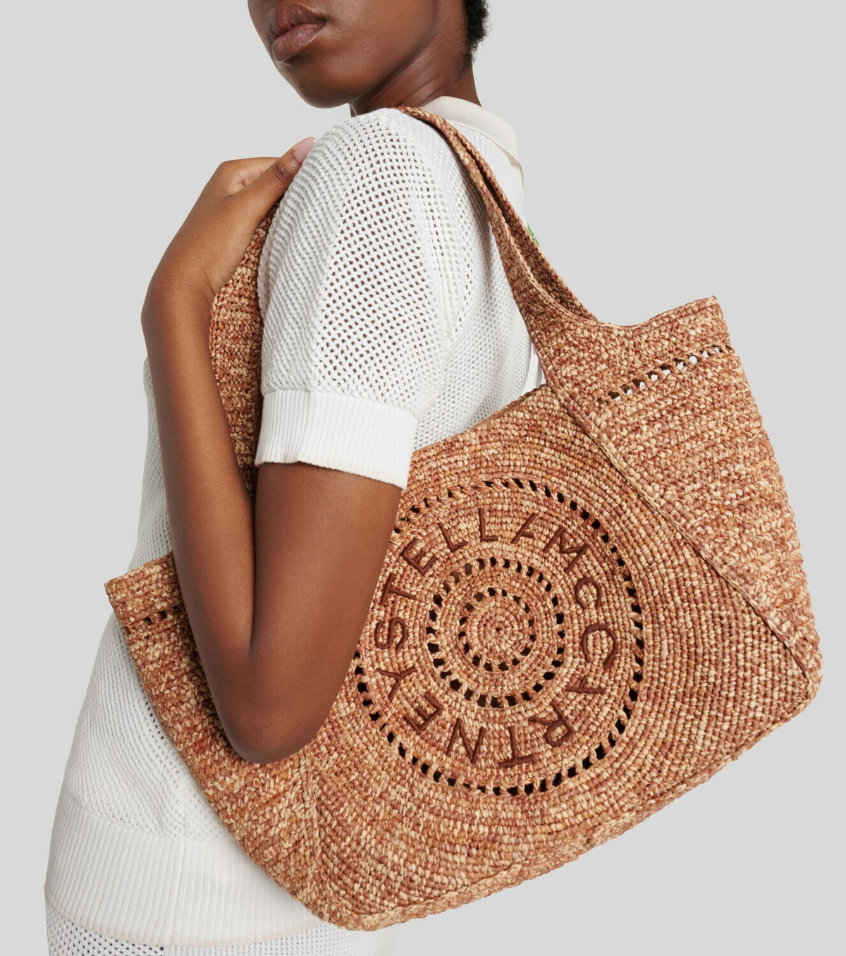 Stella McCartney Logo raffia tote bag