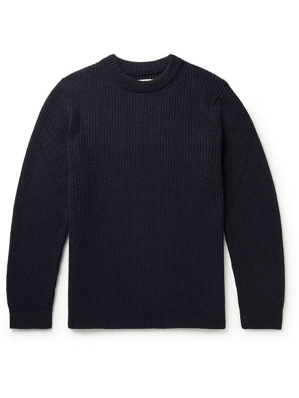 Photo: Nudie Jeans - August Ribbed Wool Sweater - Blue
