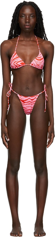 Photo: Fruity Booty SSENSE Exclusive Pink & Red Zebra Print Bikini Set