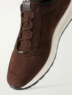 Tod's - Shearling-Lined Suede Sneakers - Brown