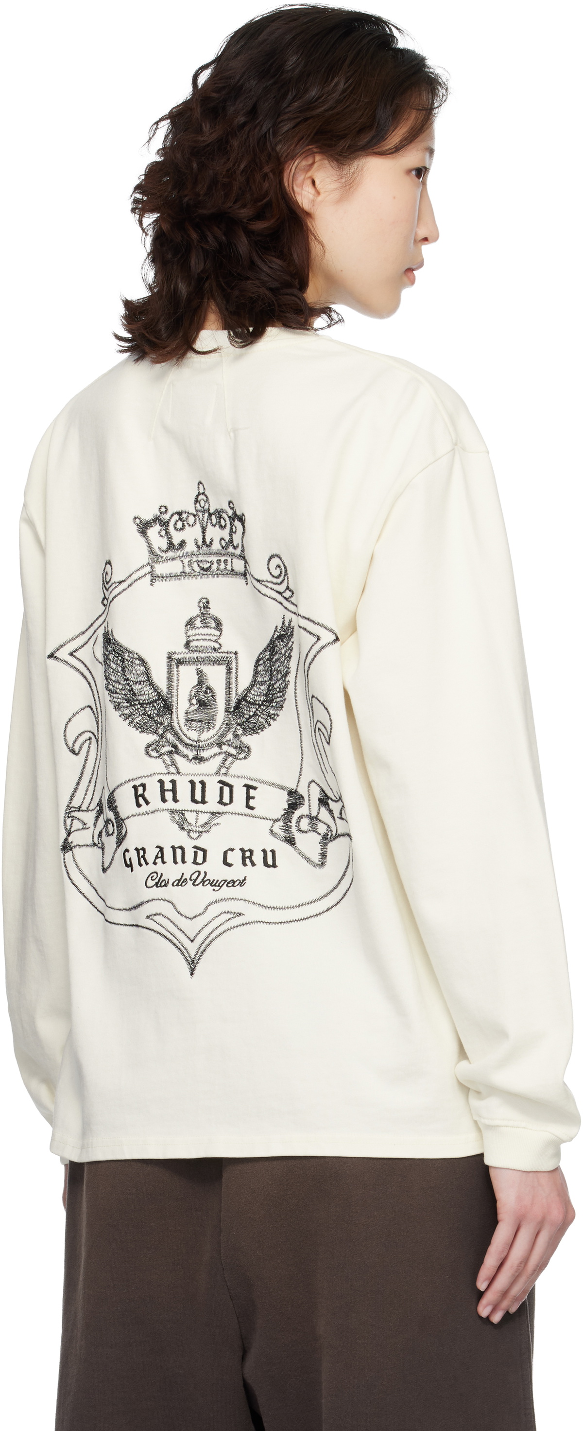 Rhude Off-White Grand Cru Crest LS T-shirt