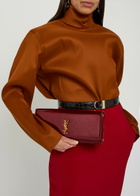 Saint Laurent Kate Logo Patent Leather Clutch - Burgundy - One Size