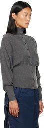OPEN YY Gray Button Up Blouson Cardigan