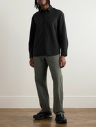 POST ARCHIVE FACTION - 6.0 Right Striped Seersucker Zip-Up Shirt - Black