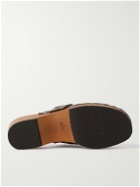 GUCCI - Horsebit Webbing-Trimmed Leather Clogs - Brown