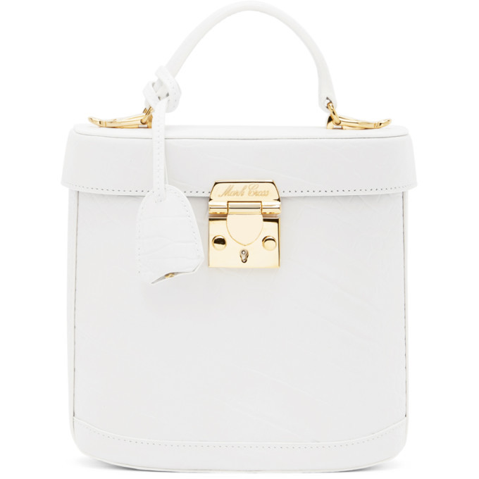 Mark Cross White Croc Benchley Top Handle Bag