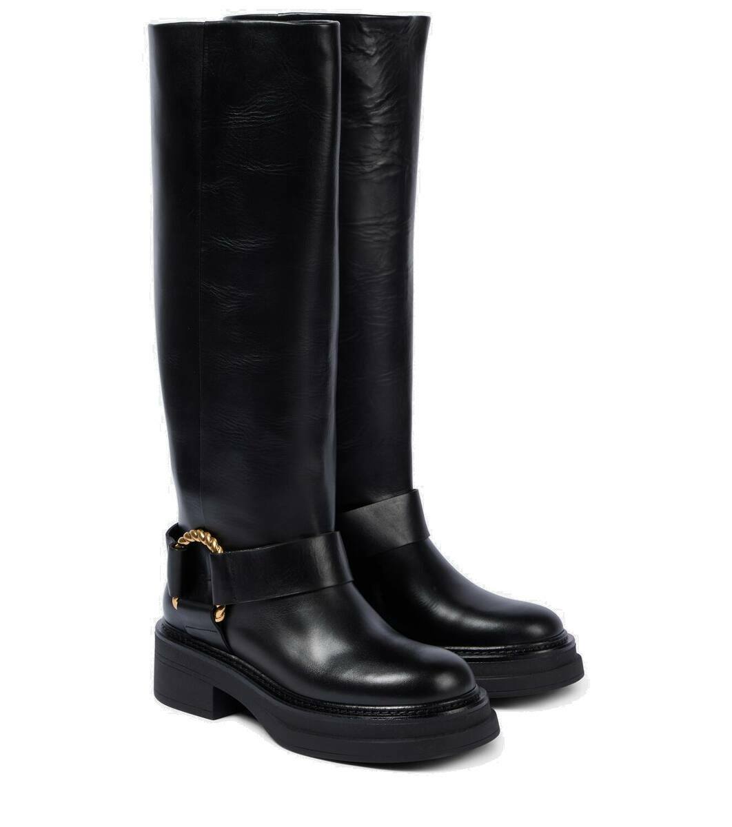 送料関税込★DOROTHEE SCHUMACHER★レザーコンバットブーツ Dorothee Schumacher Embellished leather knee-high boots
