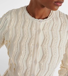 Oscar de la Renta Cropped scalloped knitted cardigan