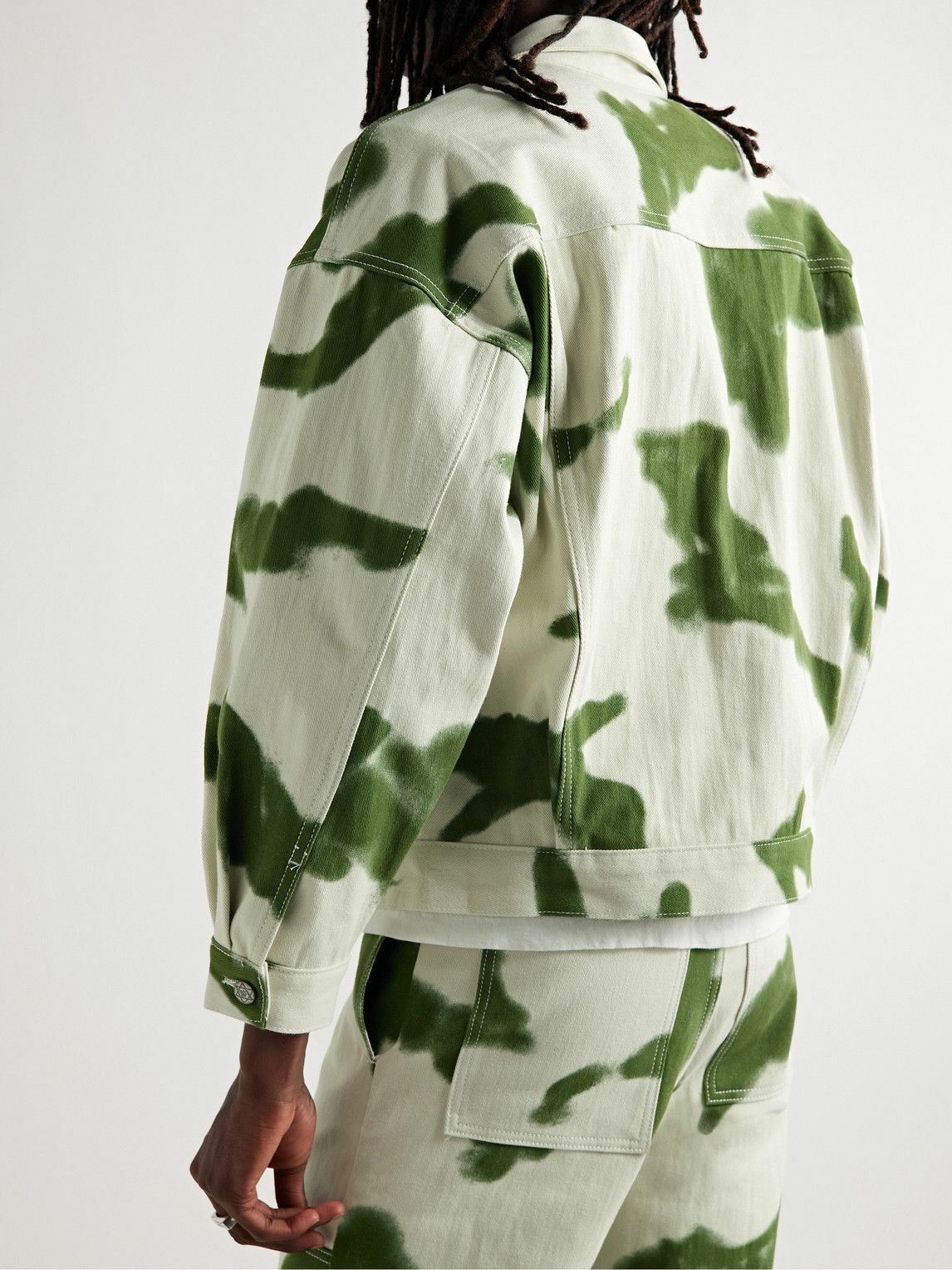 COME TEES - Camouflage-Print Denim Jacket - Green