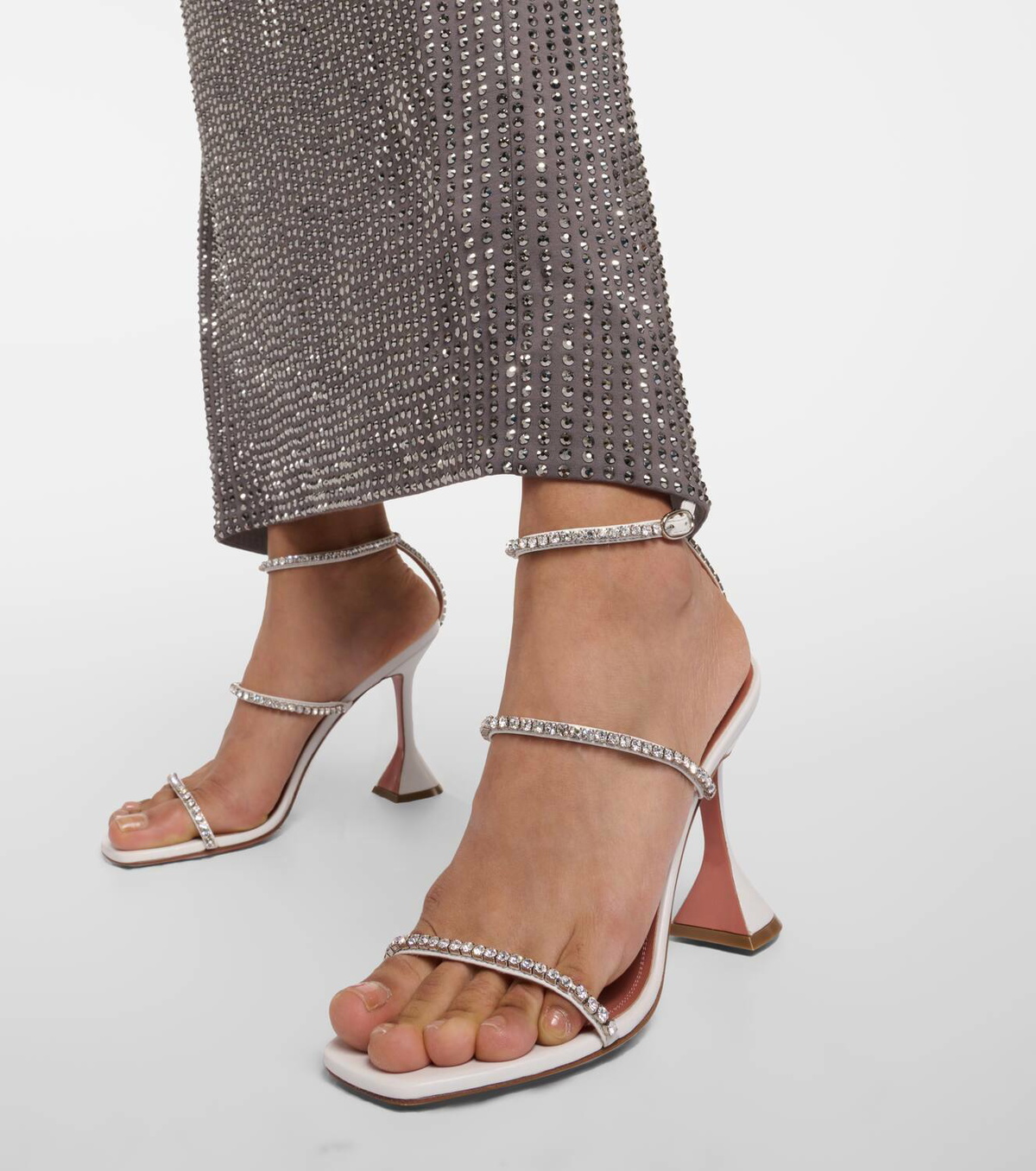 サンダル・ミュール AMINA MUADDI Silver Leather Anok 105 Mules Amina Muaddi | Anok 105 silver slippers | Savannahs