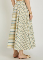 Thierry Colson Audrey Striped Cotton Midi Wrap Skirt Yellow