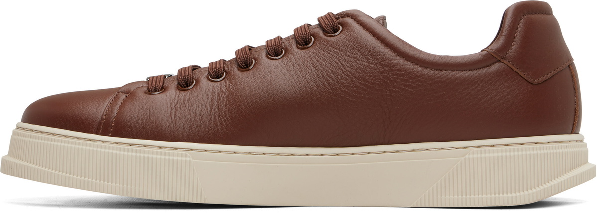 Ferragamo Brown Elastic Lace Sneakers