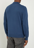 PS Paul Smith Stripe-trimmed Fine-knit Polo Jumper Blue