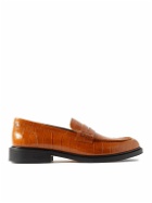 VINNY's - Townee Croc-Effect Leather Penny Loafers - Brown