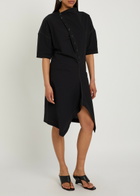 Lemaire Asymmetric Cotton Mini Dress Black