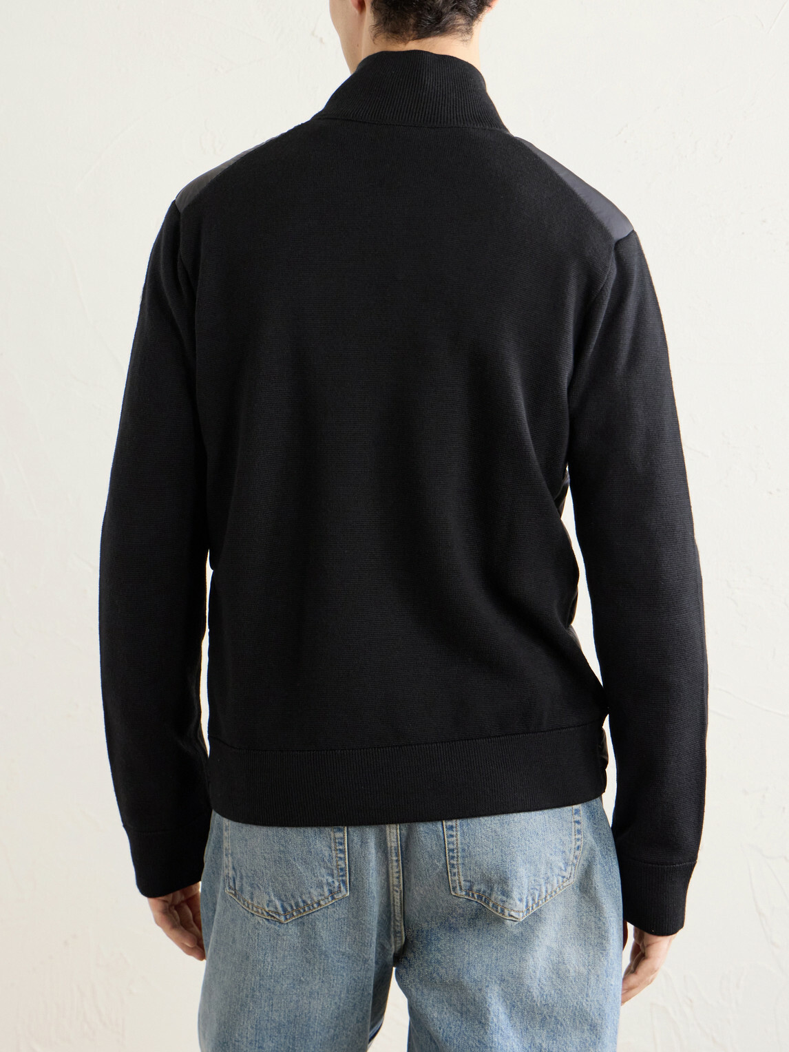 Moncler - Wool and Quilted Shell Zip-Up Cardigan - Black