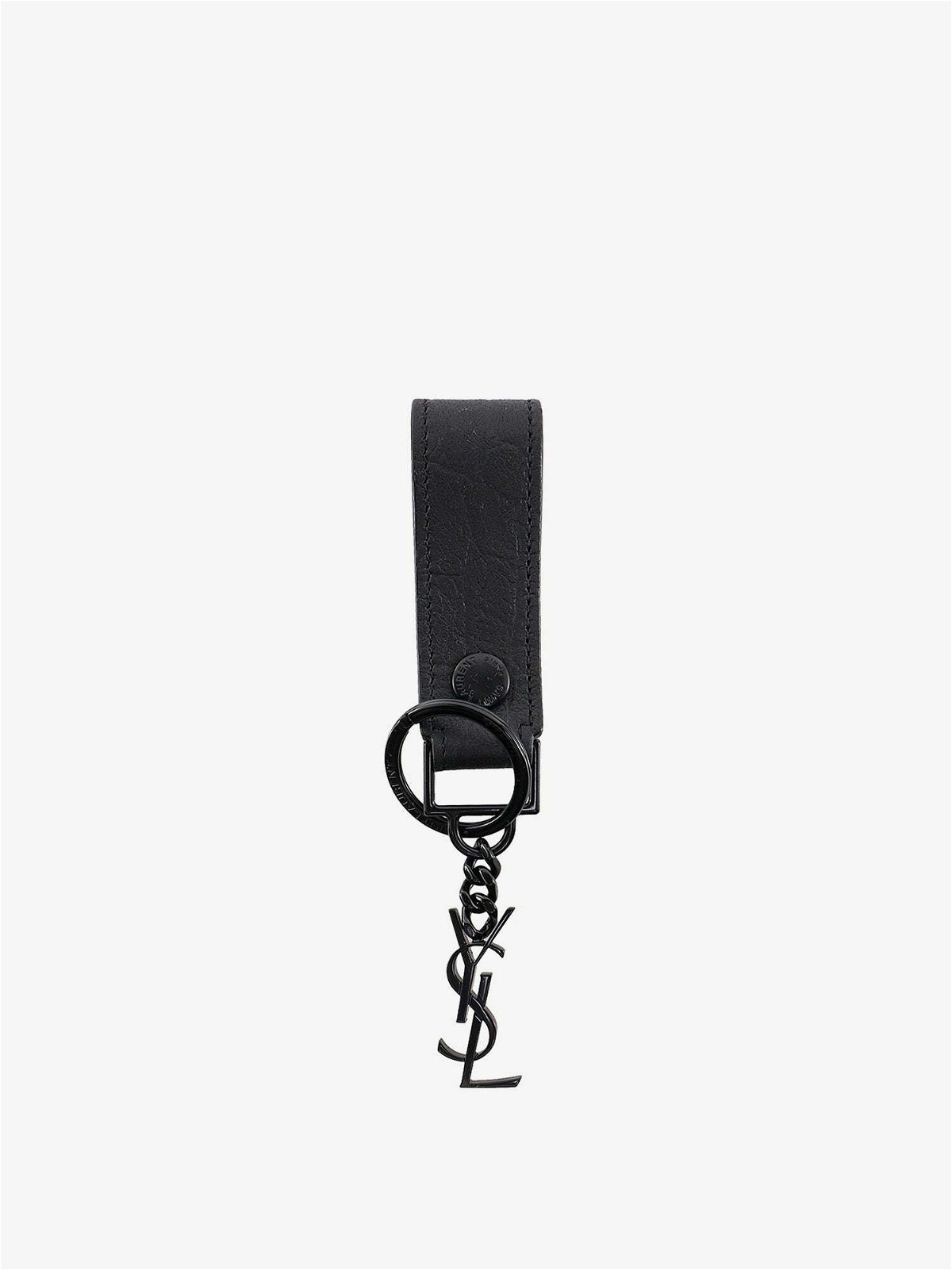Saint Laurent YSL Monogram Logo Silver Key Chain Key Ring Bag Charm