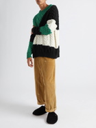 Loewe - Colour-Block Cable-Knit Wool Sweater - Green