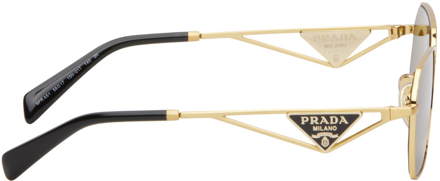 Prada Eyewear Gold Triangle Logo Sunglasses Prada