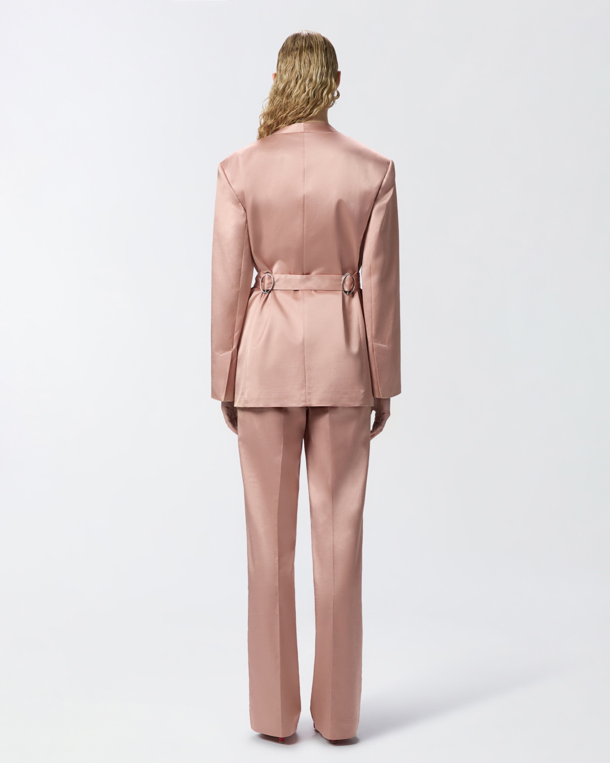 Pinko Special Occasion Satin Blazer With Belt Rosy Cloud