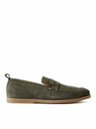 Mr P. - Regenerated Suede by evolo® Penny Loafers - Green