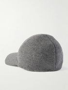 SAINT LAURENT - Logo-Embroidered Ribbed Cashmere Baseball Cap - Gray