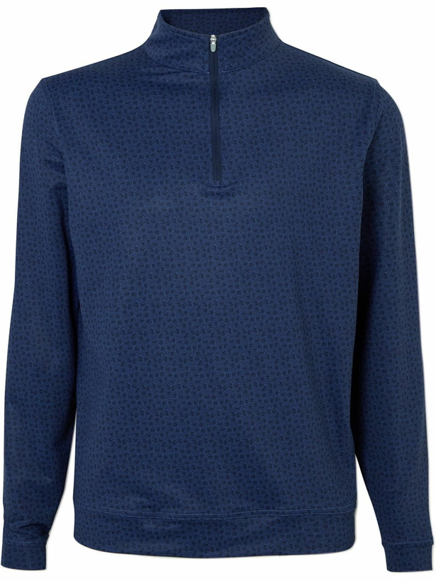 Photo: Peter Millar - Perth Knockout Striped Tech-Jersey Half-Zip Golf Top - Blue