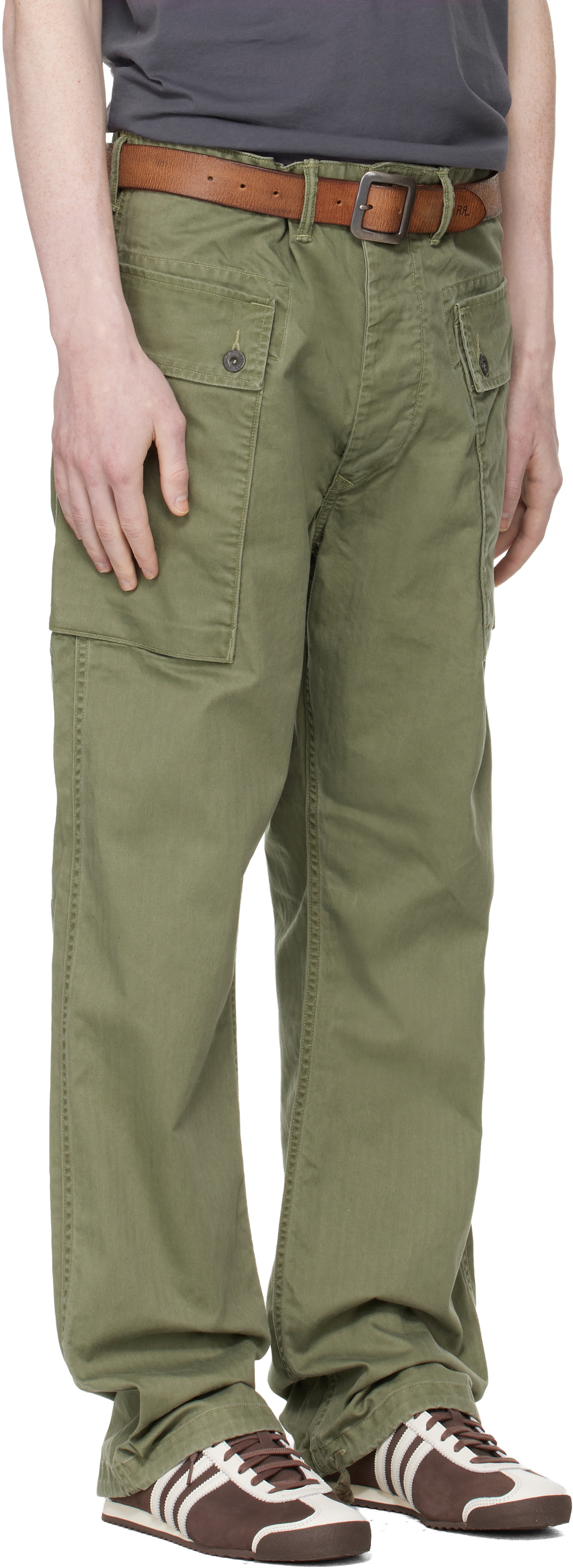RRL Green Herringbone Field Cargo Pants