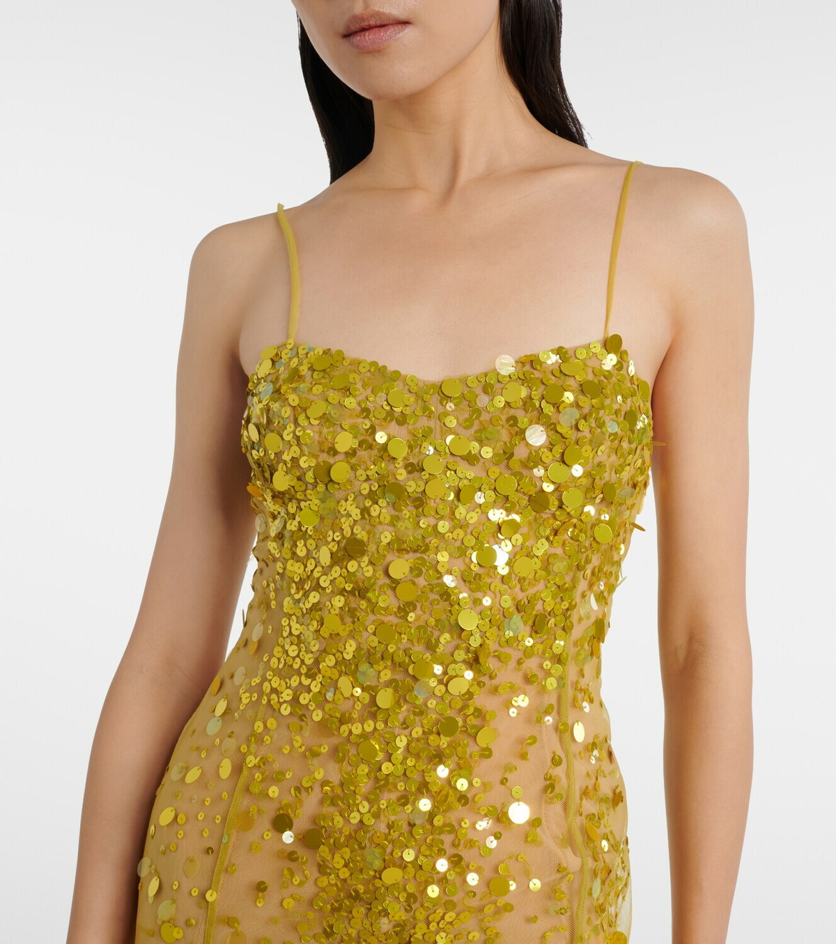 The Attico Sequined sheer mesh gown