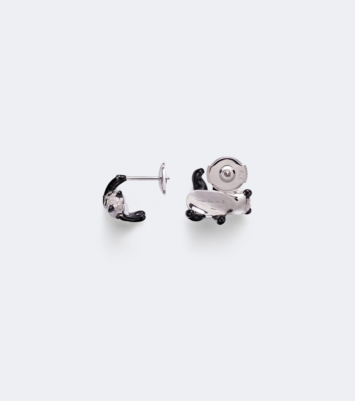 Yvonne Léon Panda 9kt white gold earrings with diamonds