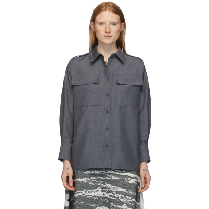 Photo: Ports 1961 Grey Mohair and Wool Long Sleeve Shirt