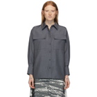 Ports 1961 Grey Mohair and Wool Long Sleeve Shirt