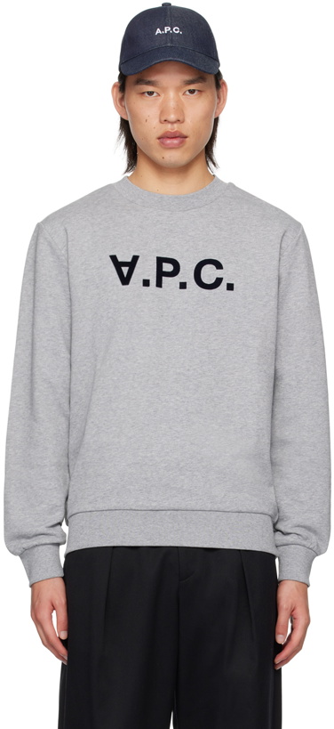 Photo: A.P.C. Gray Standard Grand 'V.P.C.' Sweatshirt