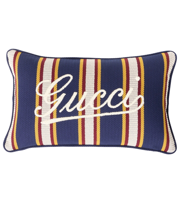 Photo: Gucci Logo striped cotton cushion