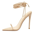 Femme LA Women's Luce Lace Up Sandal Heel in LttCrm