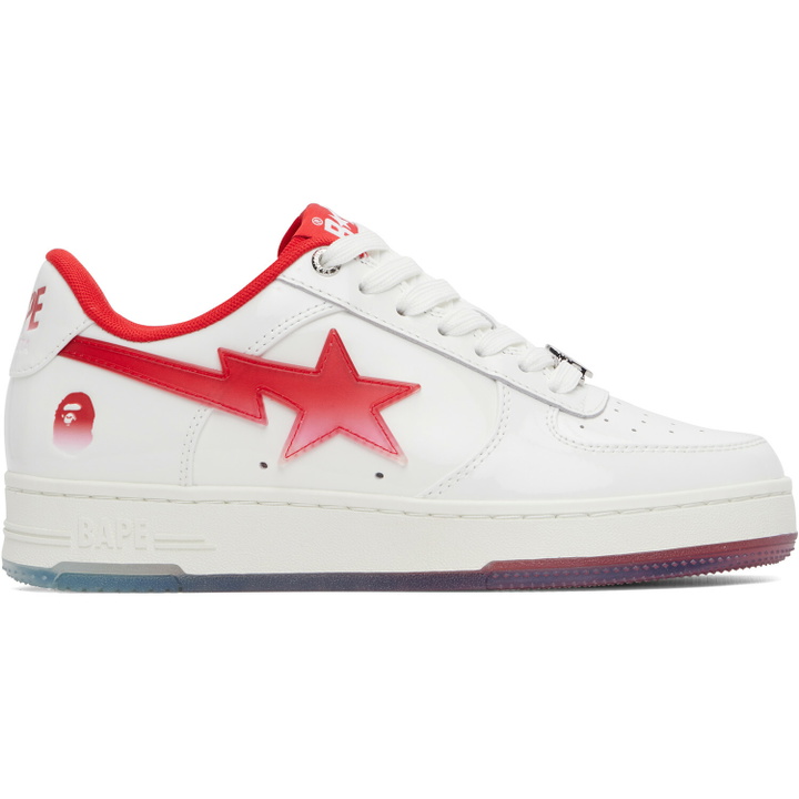 Photo: BAPE White & Red BAPE Sta #4 Sneakers