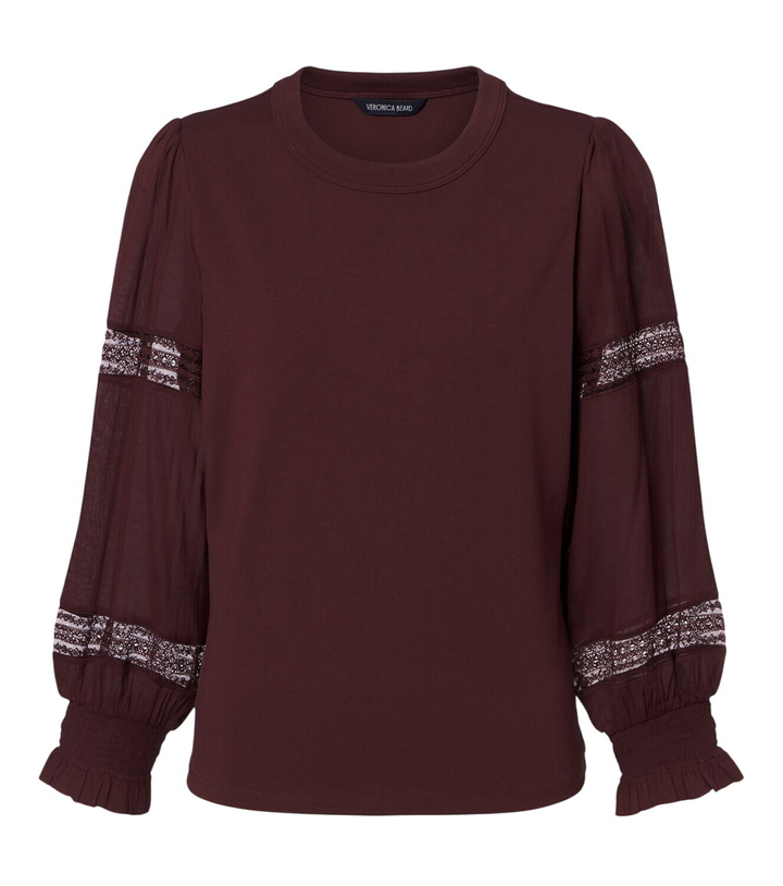 Photo: Veronica Beard Bellamie lace-trimmed cotton-blend jersey top