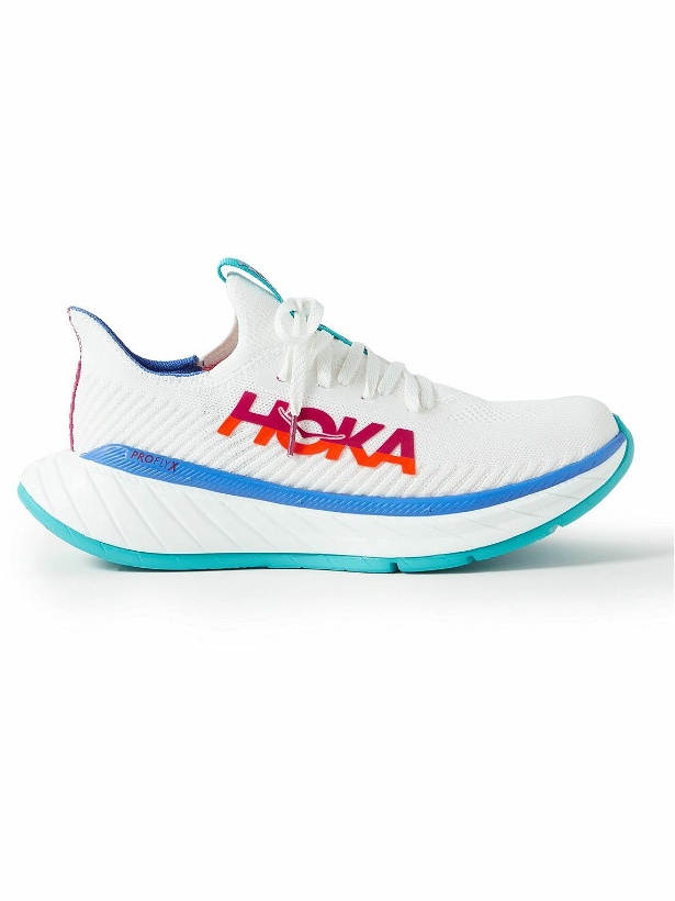 Photo: Hoka One One - Carbon X3 Rubber-Trimmed Mesh Running Sneakers - White