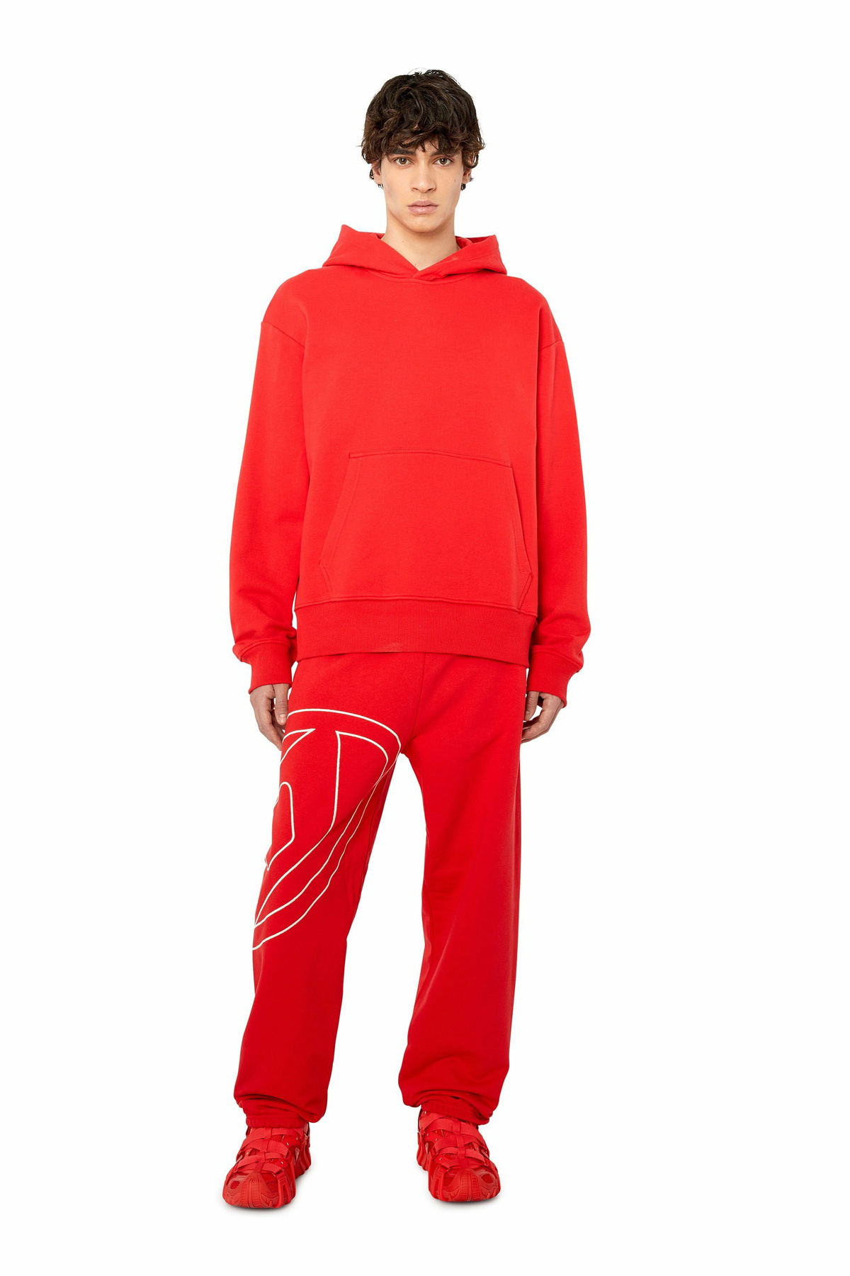 Diesel Sweatpants with maxi D logo - Pants Mens in Red Diesel