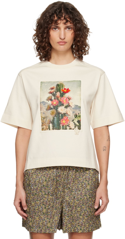 Photo: Moncler Grenoble Beige Landscape Print Cotton T-shirt