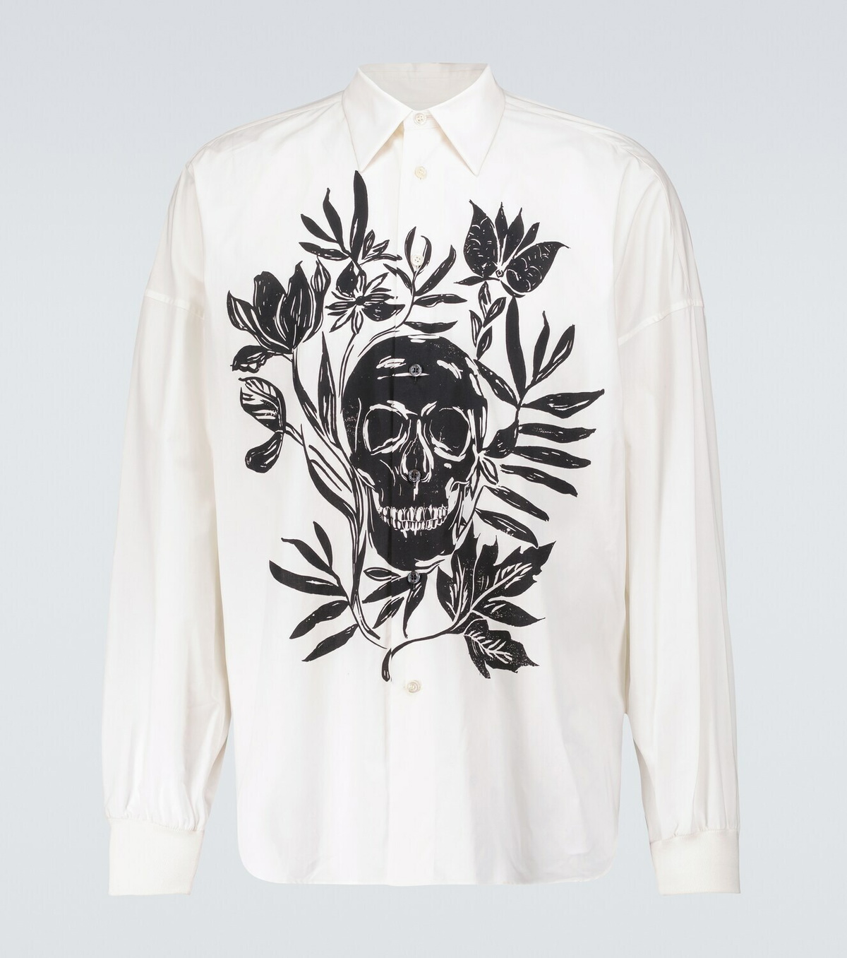 Alexander McQueen Logo Collar Cotton Long-Sleeve Shirt