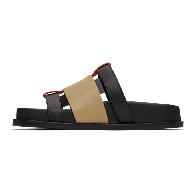 Burberry Black and Beige Ellendale Flat Sandals Burberry