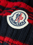 Moncler - Logo-Appliquéd Striped Ribbed Virgin Wool Beanie