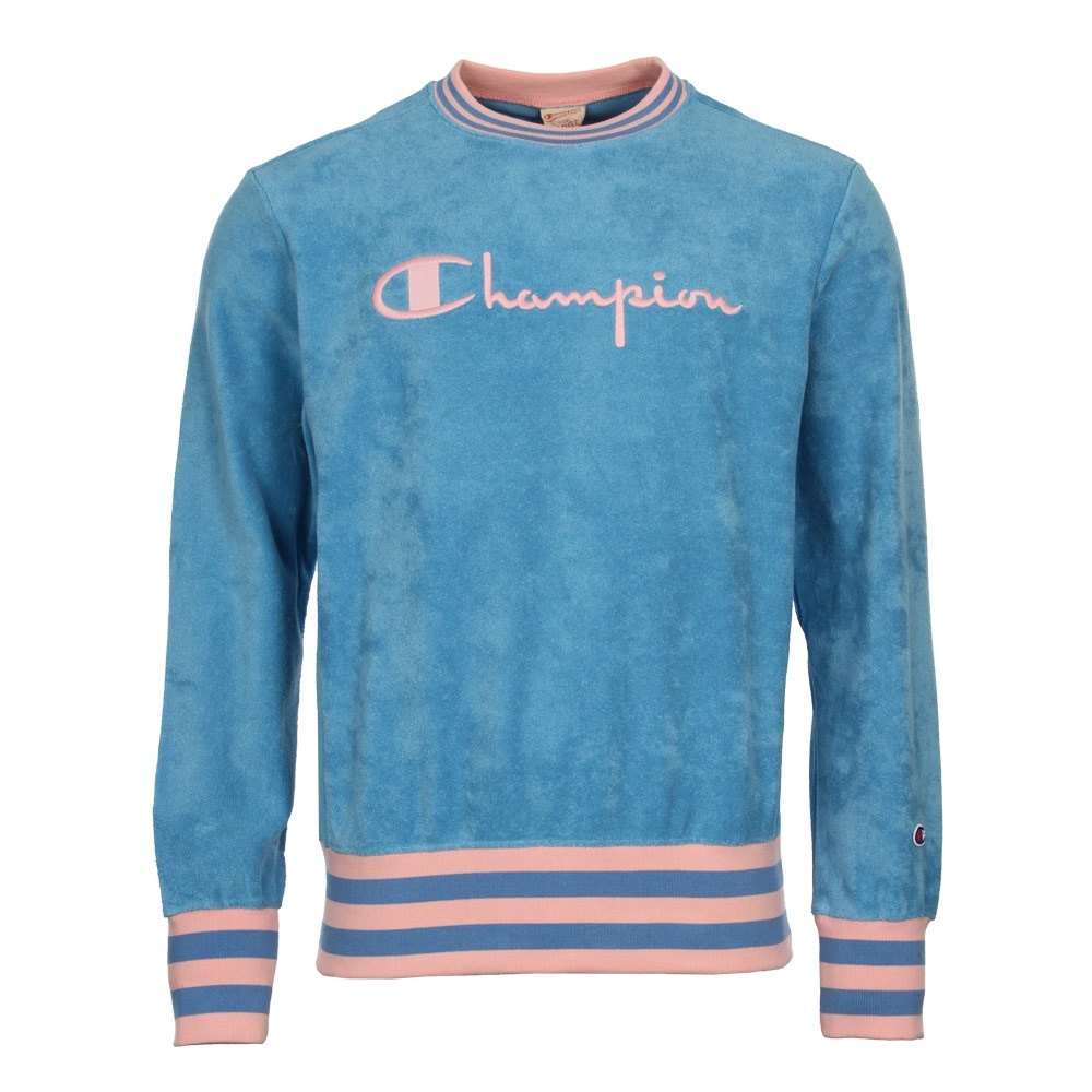 Towelling Sweatshirt - Blue / Pink